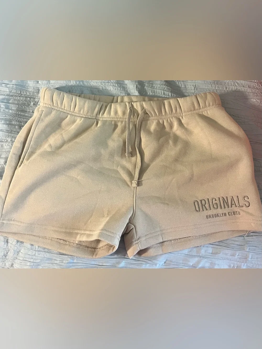 Brooklyn Cloth Women Drawstring Athletic Shorts in Beige